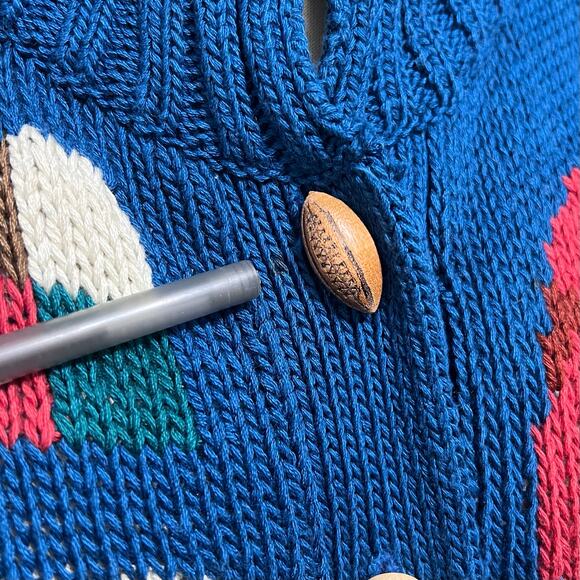 Lisa Nichols Womens Vintage 1988 Football Sports Heavy Cozy Knit Cardigan Sz M - Picture 3 of 16